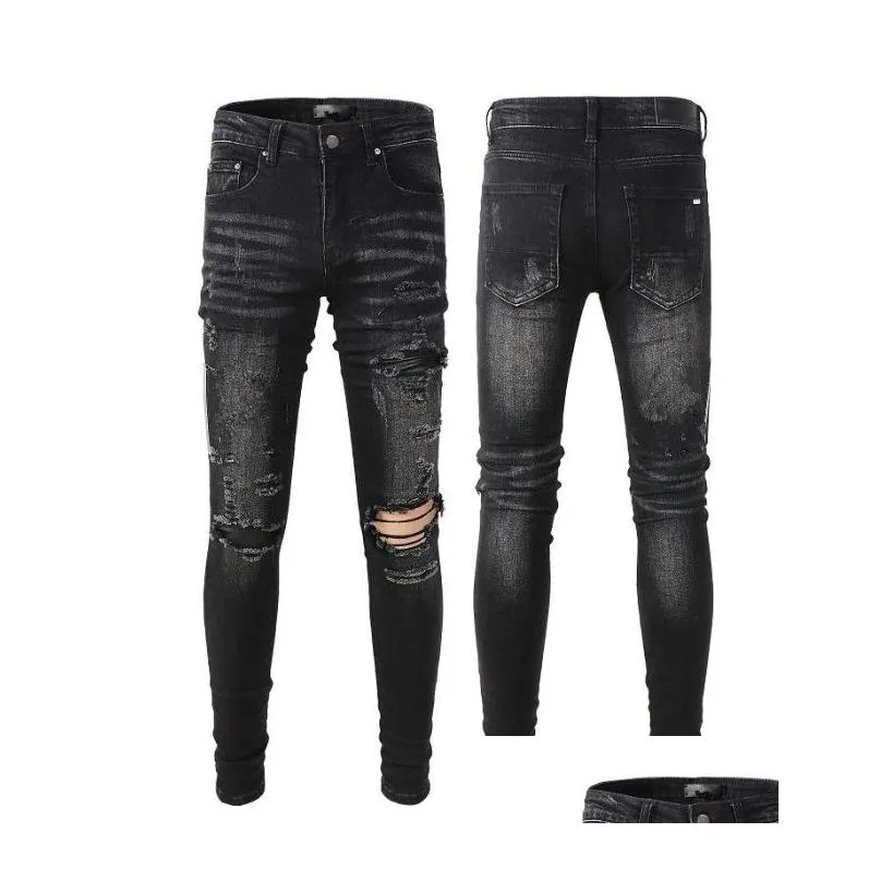 ripped fashion jeans black cargo pants designer jeans pants light simple lightweight denim classic straight biker casual size 28-40 skinny