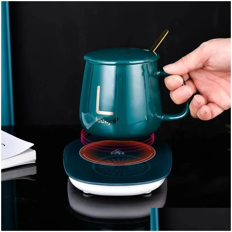 mugs electric mat set cup heater coffee heating pad warmer thermostatic smart timer coaster home office gifts 230210