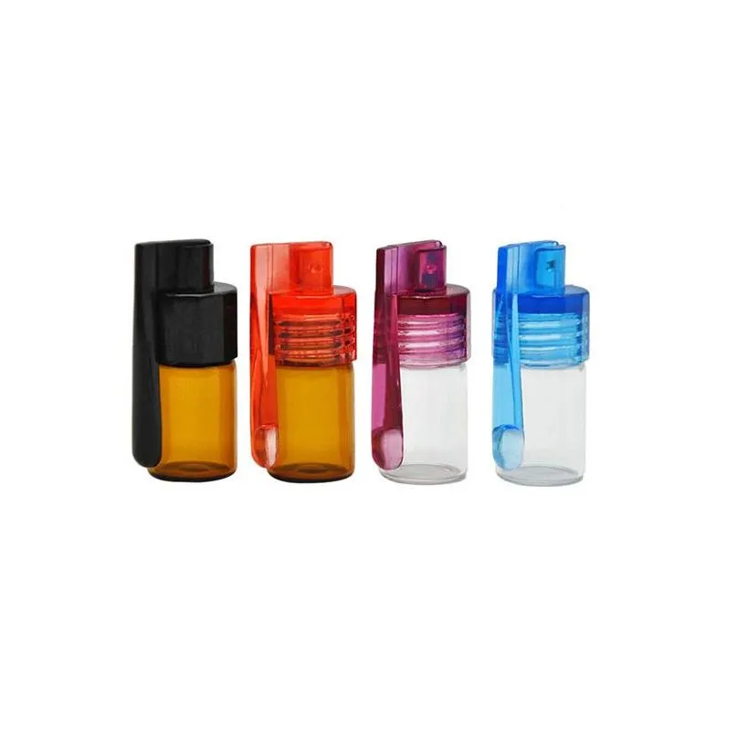 acrylic glass snuff pill box case bullet rocket smoking accessories 36mm 51mm two size container boxes with spoon multiple colors