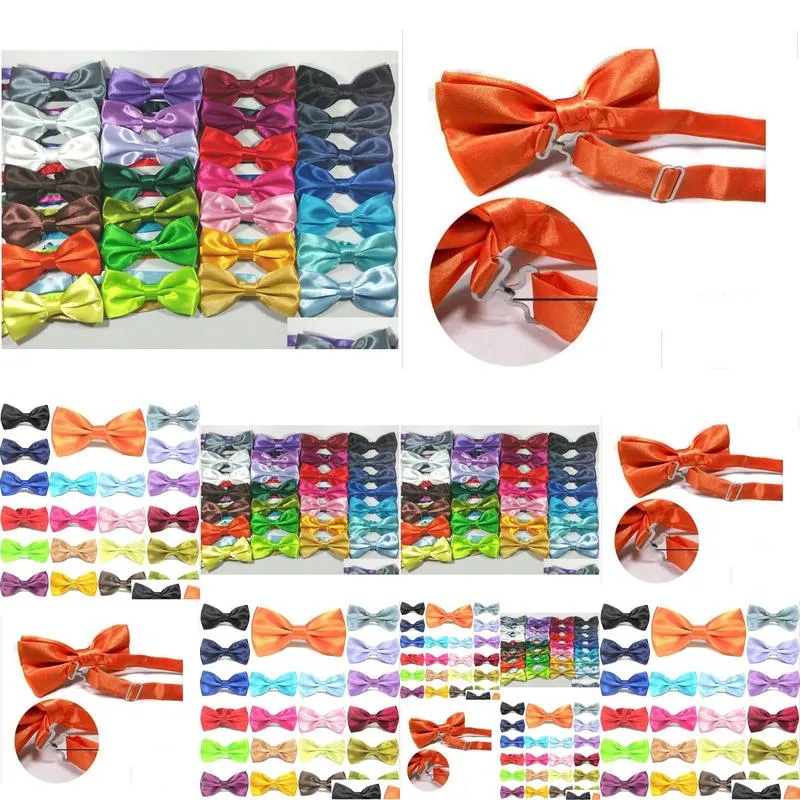 solid fashion bow ties groom men colourful plaid cravat gravata male marriage butterfly wedding bowties