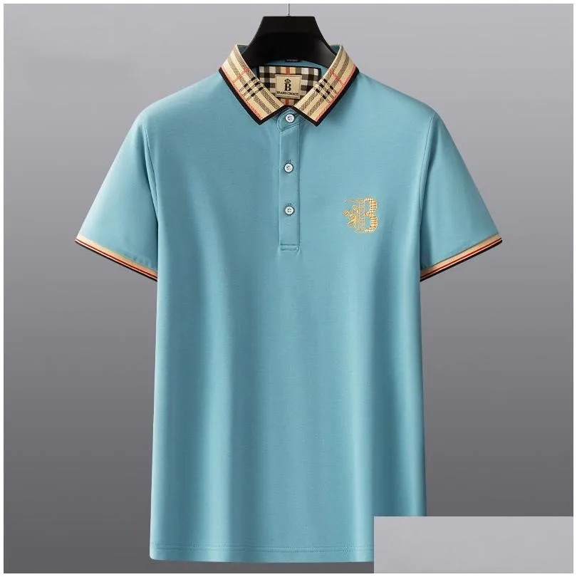 High end embroidered short sleeved cotton polo shirt men s T shirt Korean fashion clothing summer luxury top 220606
