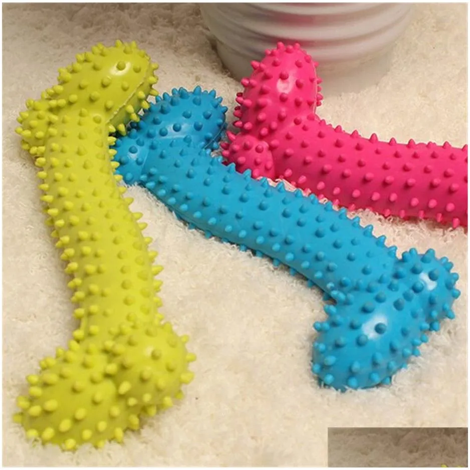 3 pic resistant to bite bone dog puppy molars rubber ball play for teeth training thermal plastic rubber tpr pet dog toys 10x4cm