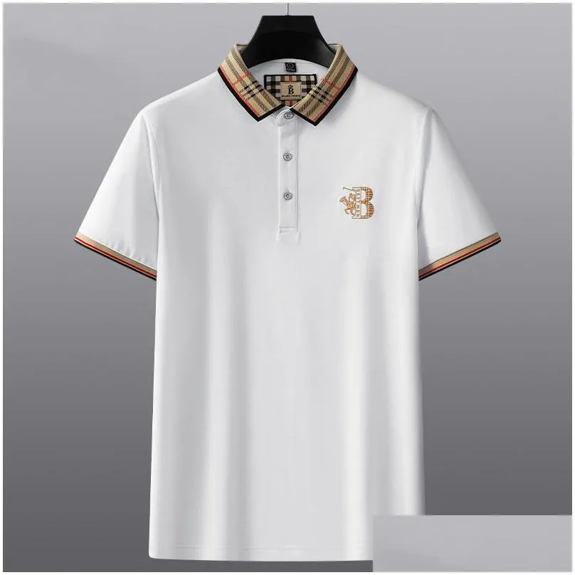 High end embroidered short sleeved cotton polo shirt men s T shirt Korean fashion clothing summer luxury top 220606