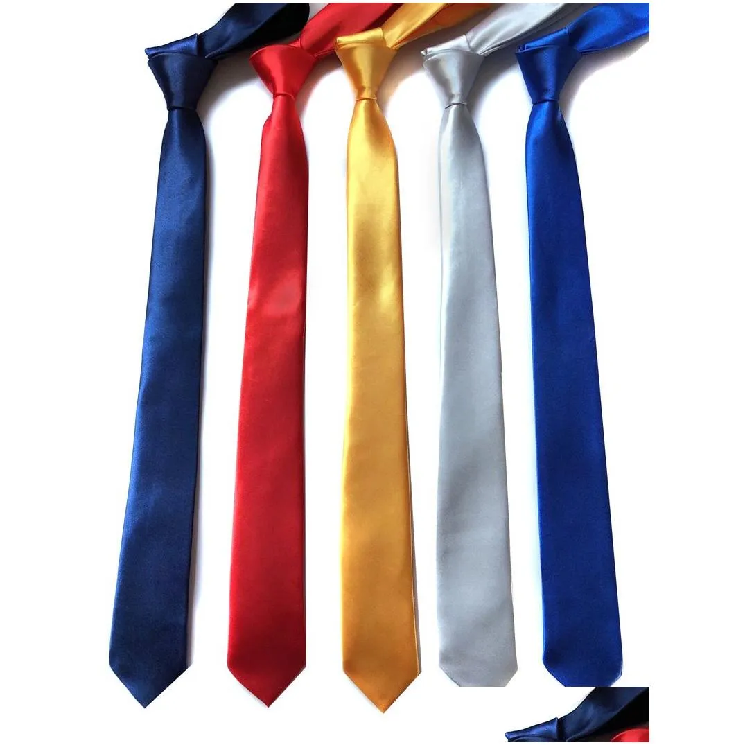 solid neck tie casual skinny men polyester colorful 5cm classic men handmade for wedding party