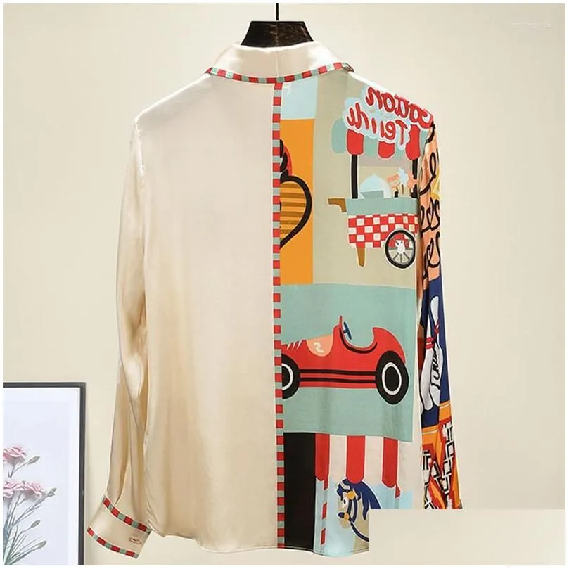 womens blouses elegant print silk blouse women korean long sleeve shirt modis tops 2023 arrival