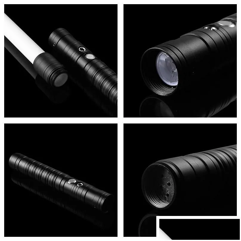 led swords/guns metal handle rgb cosplay double-edged lightsaber laser sword 7 colors change switchable sound and light for boys girls gift