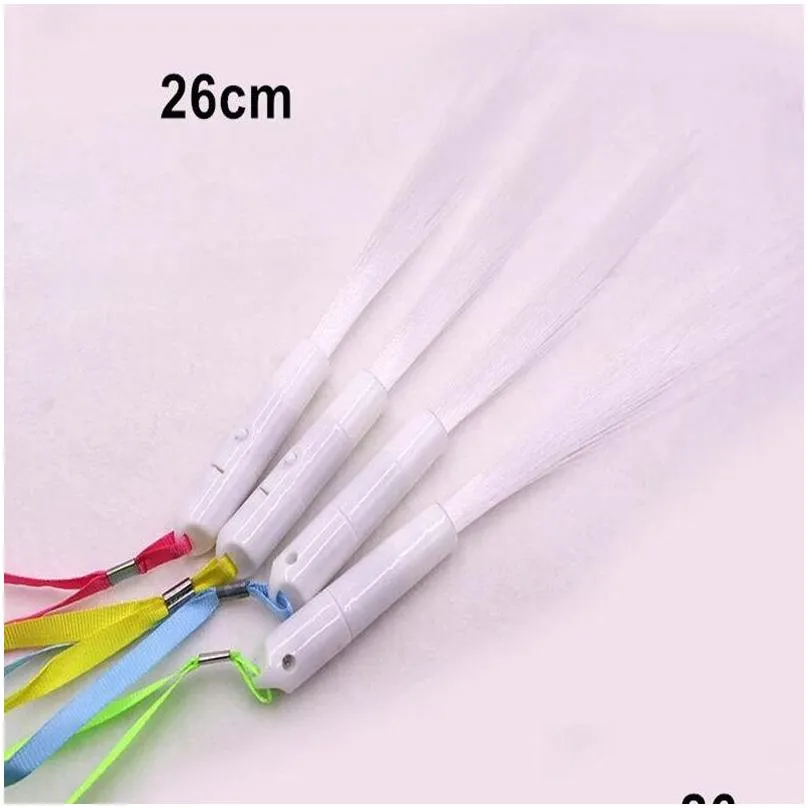 20Pcs 26cm White Light Led Fiber Optic Flashing Stick Glow Luminous Fiber Magic Rod Wand Festival Decor Party Kids Toys