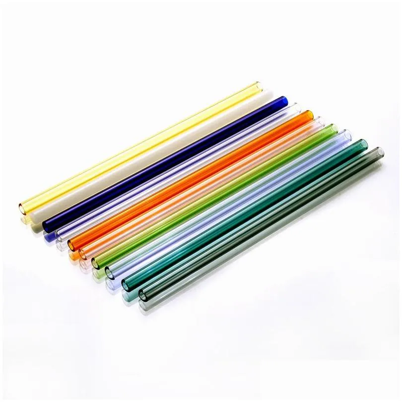 18cm/20cm/25cm reusable eco borosilicate glass drinking straws clear colored bent straight milk cocktail straw