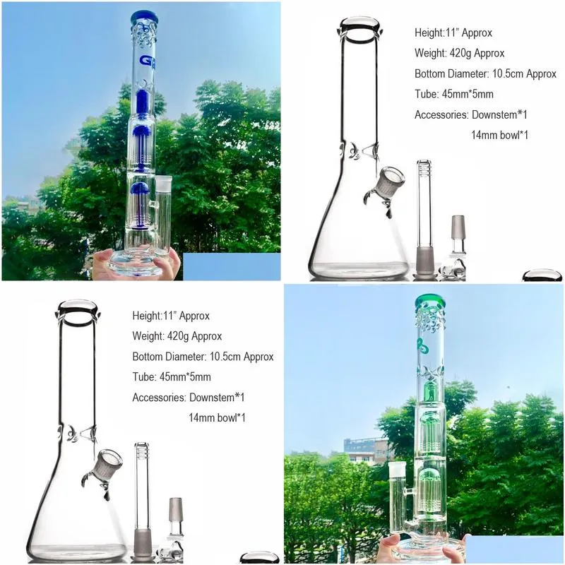 hookah glass bong 10.7 beaker base water pipes dab rig thick material for smoking bongs