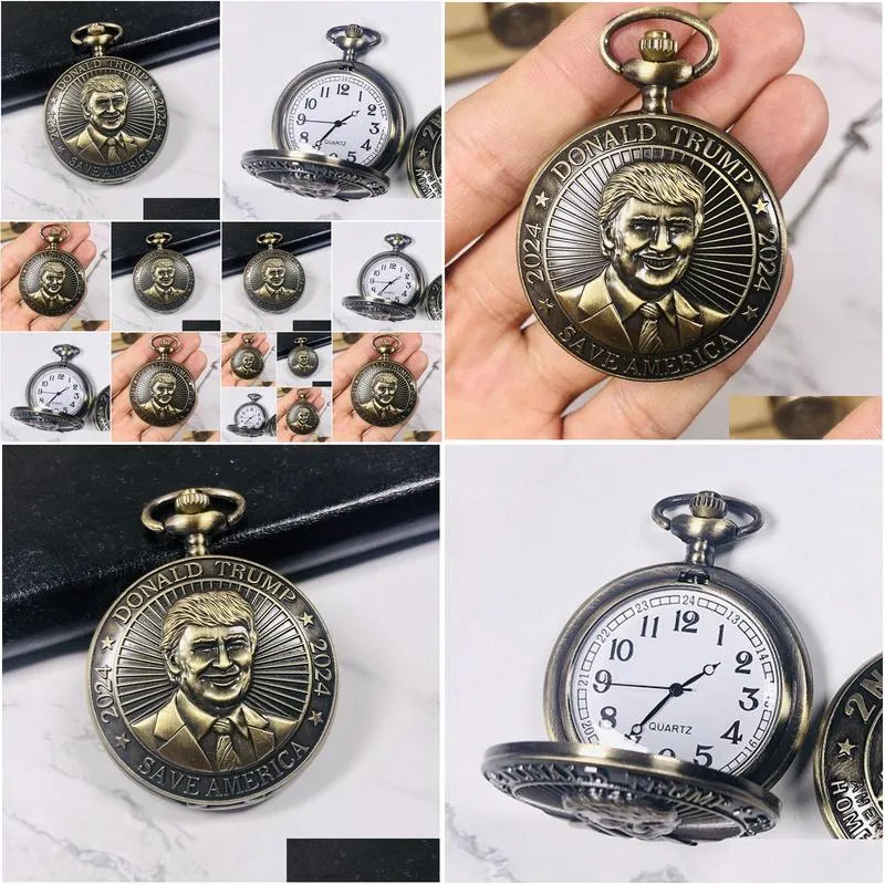 trump 2024 pocket watch party favor donald retro men retro quartz watches