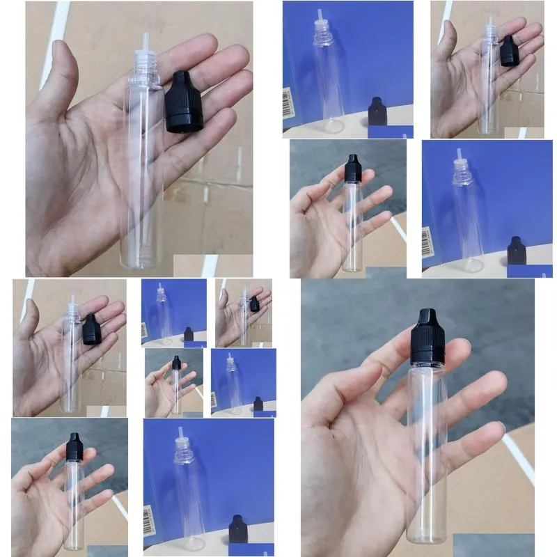 wholesale 1300Pcs Pen Shape Bottle 30ml PET Bottles With ChildProof Tamper Evident Caps For Eliquid Ejuice  Oil 30 ml