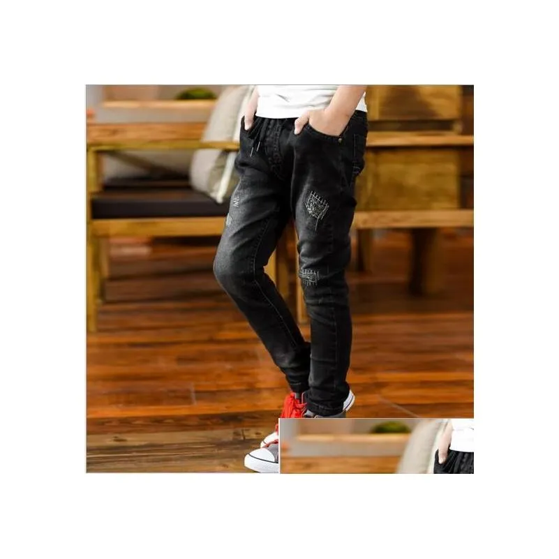 boys pants spring autumn black jeans kids casual trousers boys jeans teenage trousers children casual pants 5-13 y boys outwear