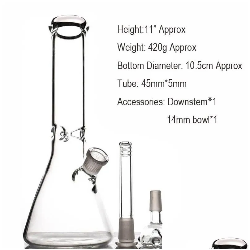 hookah glass bong 10.7 beaker base water pipes dab rig thick material for smoking bongs