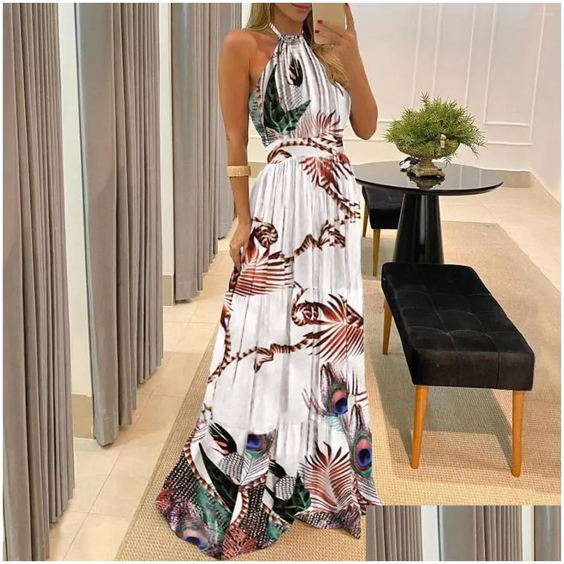 casual dresses women leopard print halter backless strapless maxi dress 2023 summer sexy sleeveless beach sundress vacation long