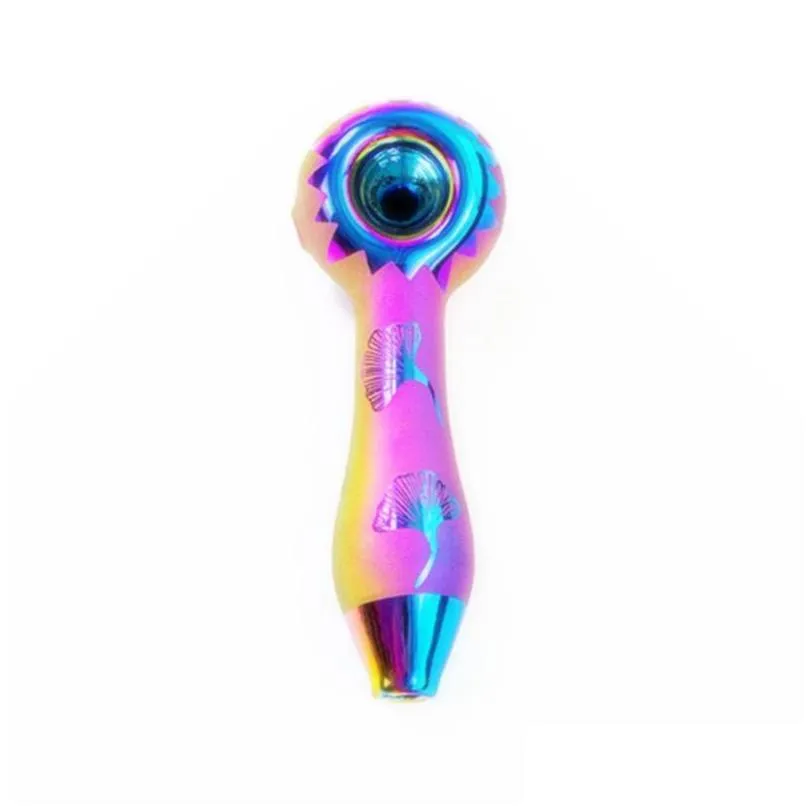 cool colorful more pattern thick glass pipes portable design spoon bowl dry herb tobacco filter bong handpipe handmade oil rigs smoking cigarette