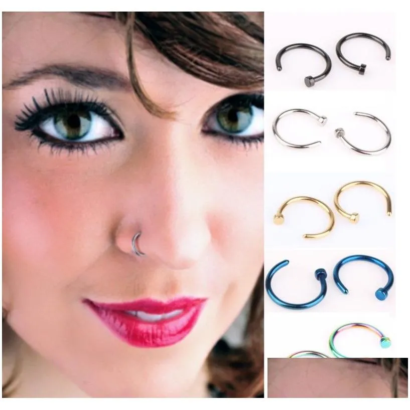  trendy nose rings body piercing jewelry fashion stainless steel nos e hoop ring earring studs