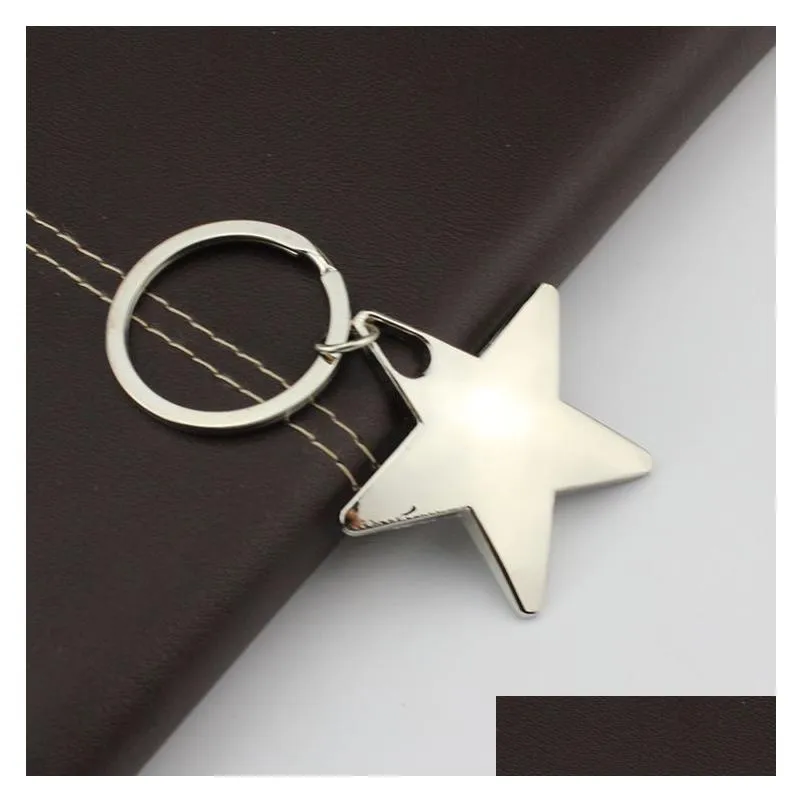 novelty star shaped keychains metal keyrings custom logo for gifts