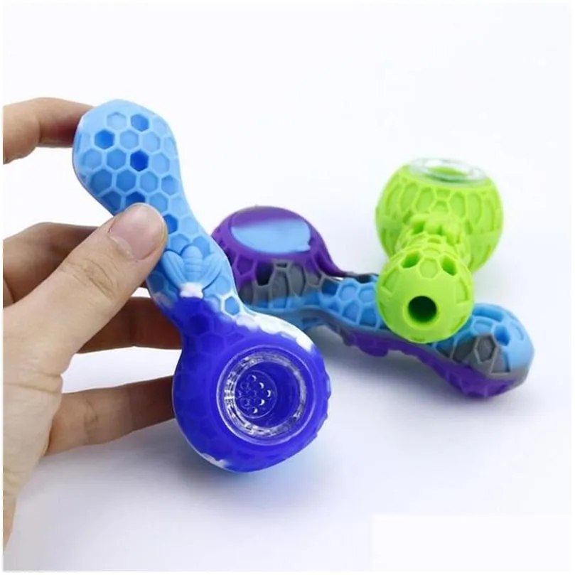 water pipe bees silicone travel tobacco pipes spoon cigarette tubes glass bong dry herb accessories smoking pipe