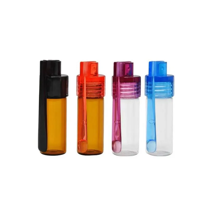 acrylic glass snuff pill box case bullet rocket smoking accessories 36mm 51mm two size container boxes with spoon multiple colors