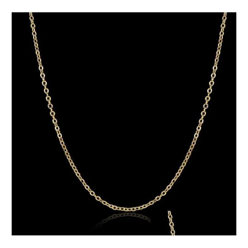 high quality 18k gold plated rolo chains necklaces fashion 1.5mm 18 inch diy pendant brass necklace fine jewelry for women girls