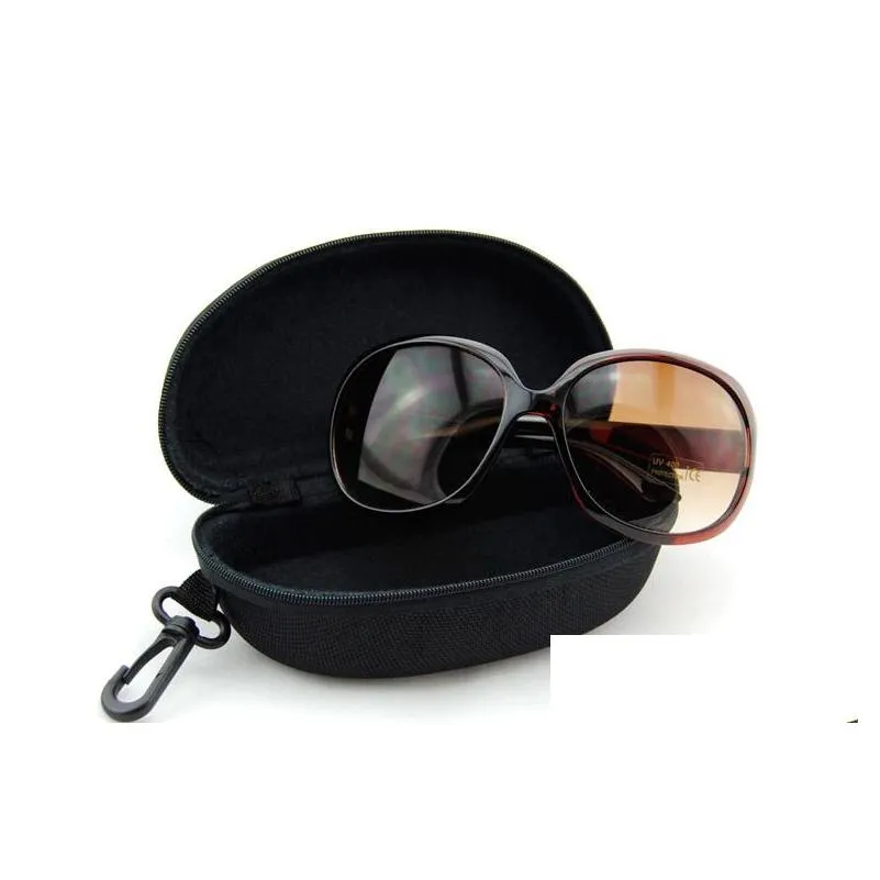 black sunglasses box with hook hanger zipper glasses case for big frame