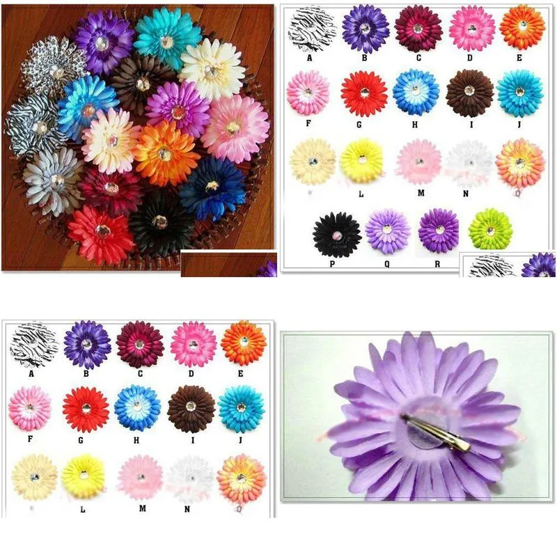 gerbera daisy flower with clips baby hair bows alligator grip girls accessories barrettes