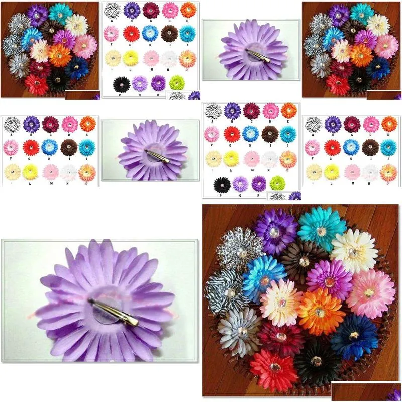 gerbera daisy flower with clips baby hair bows alligator grip girls accessories barrettes