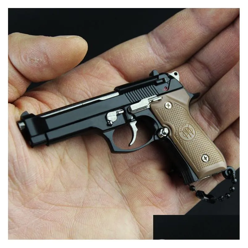 beretta 92f metal pistol gun miniature model toys 13 removable hand stress relief fidget keychain gun toy gift with clear holster