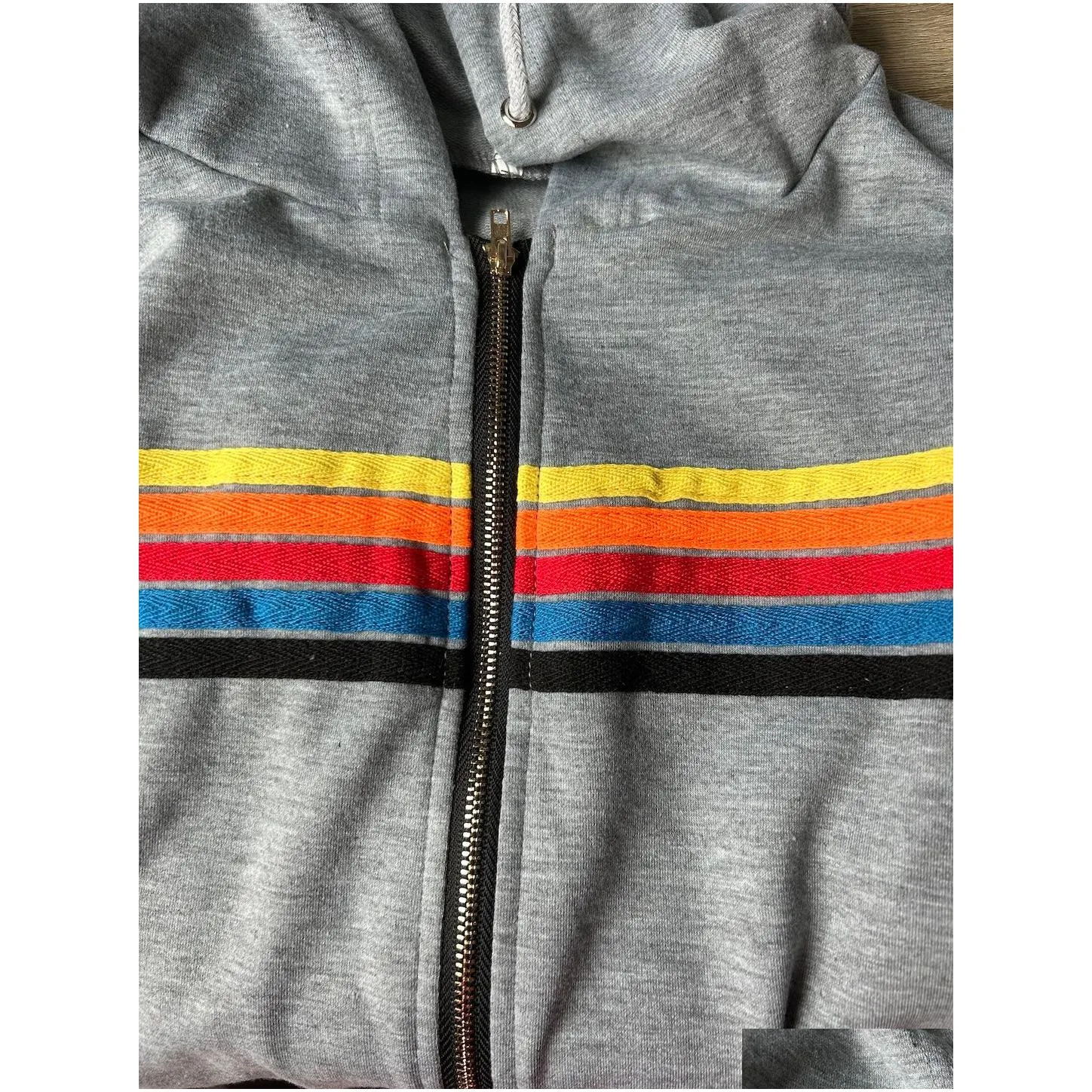 womens two piece pants designer hoodie oversized rainbow stripe long sleeve sweatshirt zipper pocket coat hoodies spring casual upgraded material good