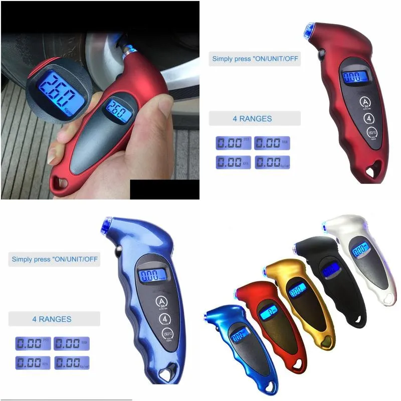 wholesale digital tire pressure gauge lcd backlight auto car motorcycle air tire gauges monitor barometer tyre tester meter