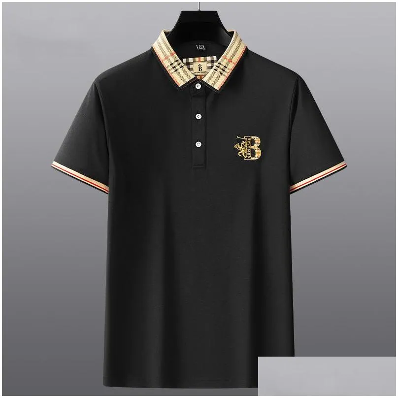 High end embroidered short sleeved cotton polo shirt men s T shirt Korean fashion clothing summer luxury top 220606