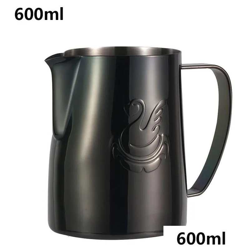 milk jugs jibbi milk steaming frothing pitcher stainless steel nonstick milk jug pull flower cup perfect for coffee cappuccino latte 600