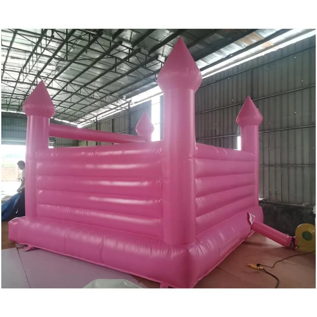 pink inflatable bouncy castle white wedding bounce house combo jumper moon bouncer for party time