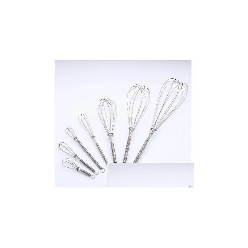 wholesale 5 inch kitchen egg frother milk beater blender 5 sizes stainless steel whisk mixer egg beater kitchen stirring tool wy088