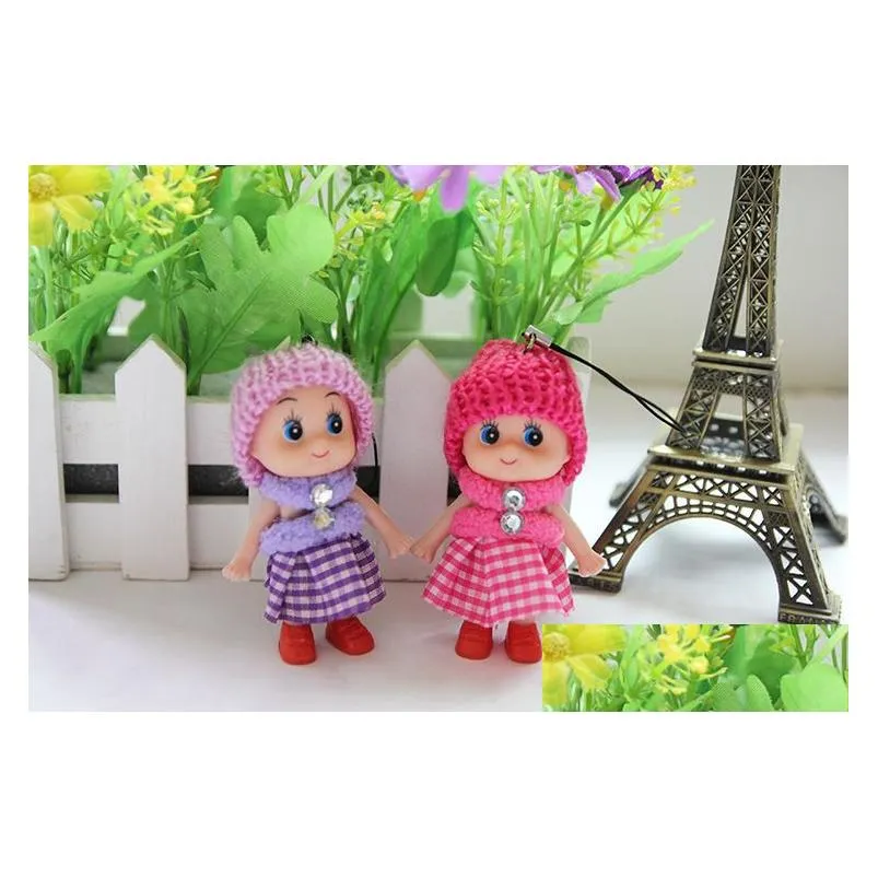 cute kids toys soft interactive baby dolls toy key chain mini doll keychain for girls key ring key holder