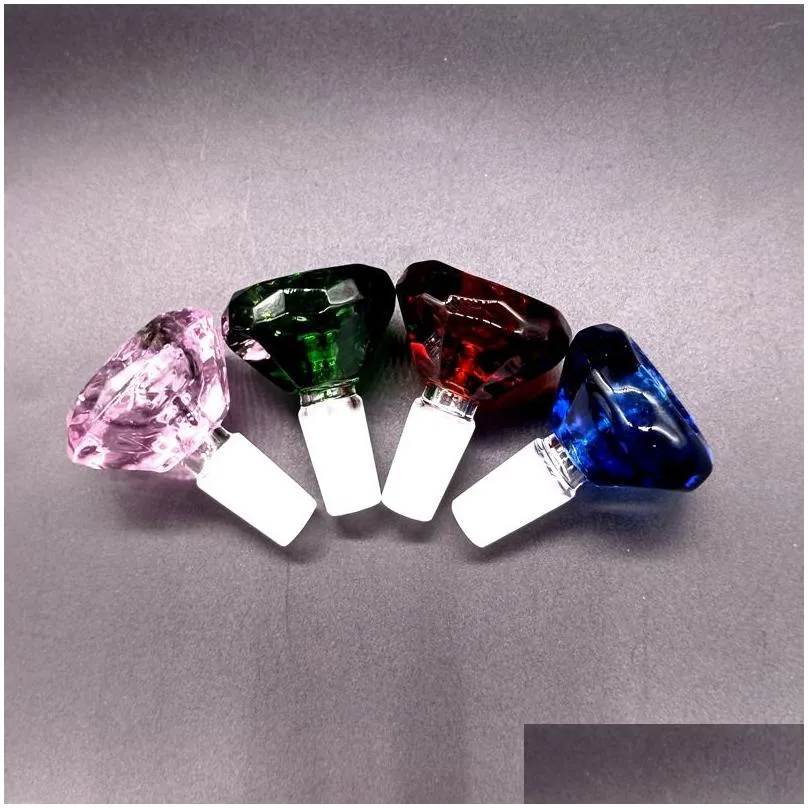 diamond glass slide bong bowl in assorted colours male 14mm smoking accessories for water pipes