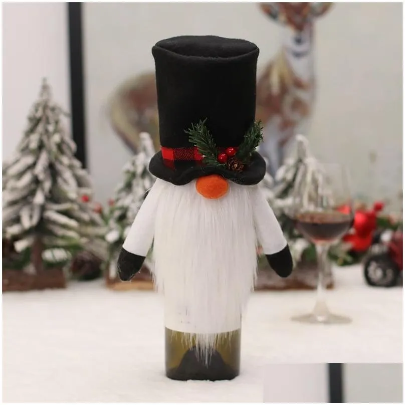 christmas party supplies cute christmas hats elk hat faceless old man wine bottle cover xmas gifts table home decor 6 2mg d3