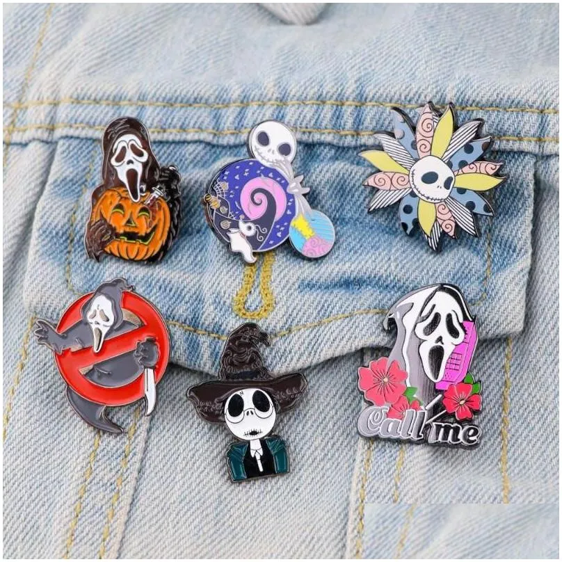 Brooches The Nightmare Before Christmas Halloween Badges Enamel Pin Bag Lapel Pins On Backpack Jewelry Gift Accessories