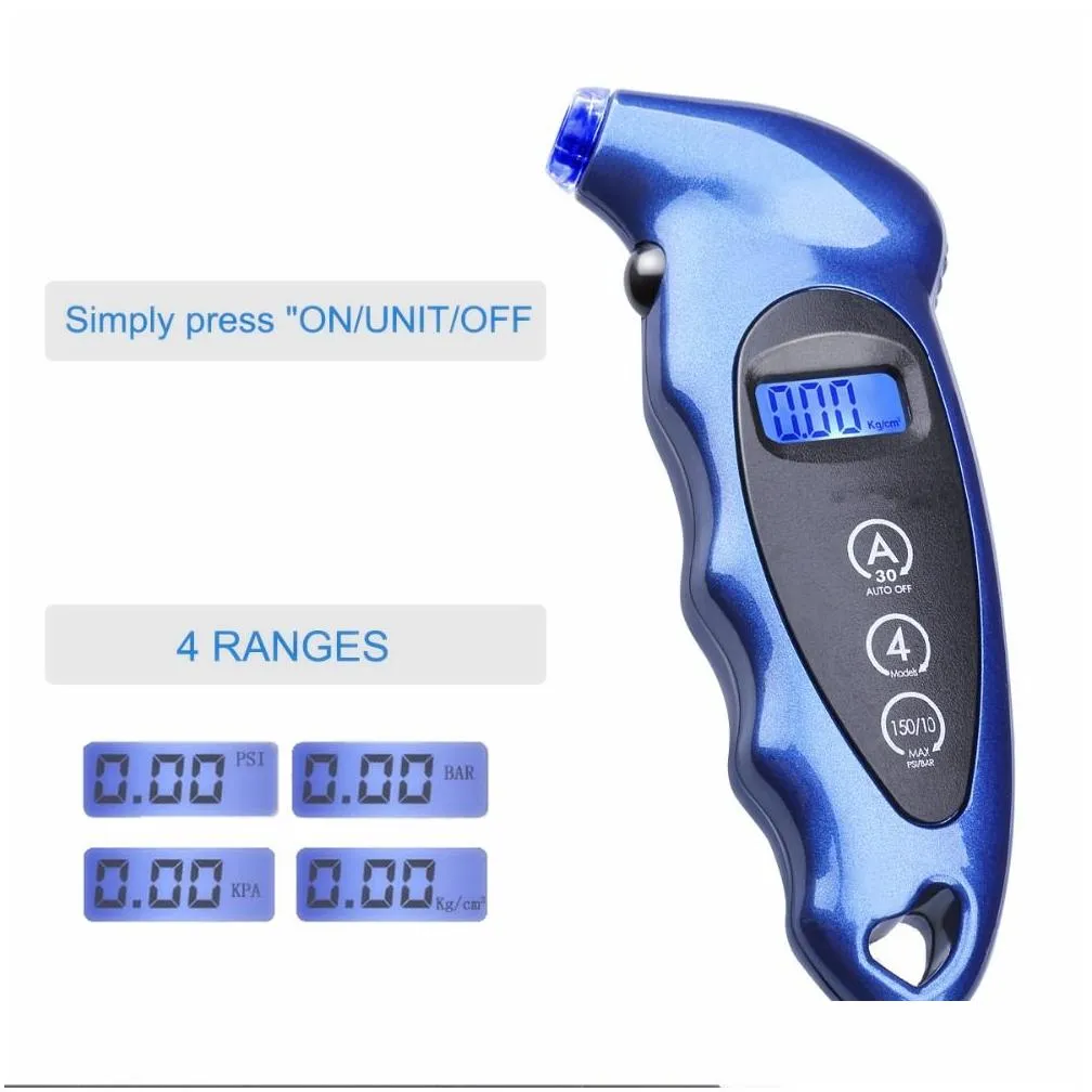 wholesale digital tire pressure gauge lcd backlight auto car motorcycle air tire gauges monitor barometer tyre tester meter