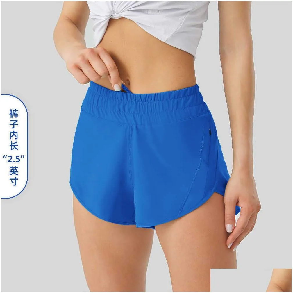 lu-16 summer track that 2.5-inch  shorts loose breathable quick drying sports womens yoga pants skirt versatile casual side pocket gym