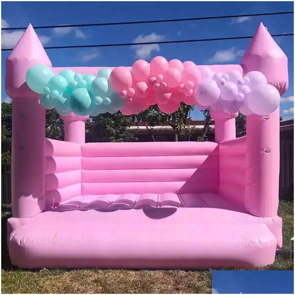 pink inflatable bouncy castle white wedding bounce house combo jumper moon bouncer for party time