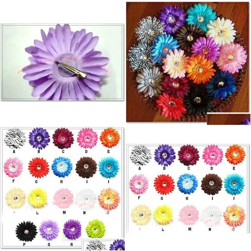 gerbera daisy flower with clips baby hair bows alligator grip girls accessories barrettes