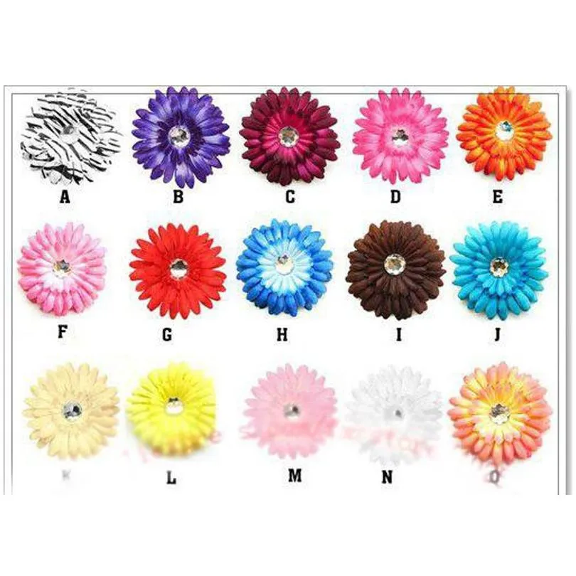gerbera daisy flower with clips baby hair bows alligator grip girls accessories barrettes