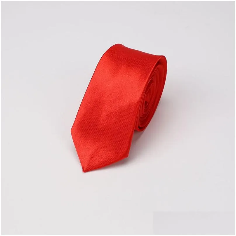 solid neck tie casual skinny men polyester colorful 5cm classic men handmade for wedding party