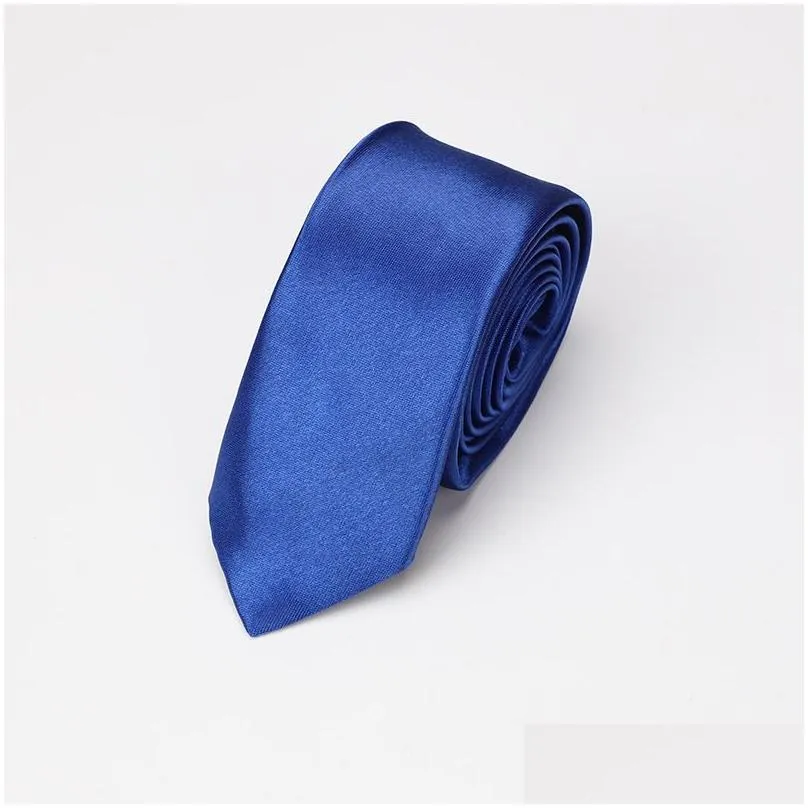 solid neck tie casual skinny men polyester colorful 5cm classic men handmade for wedding party