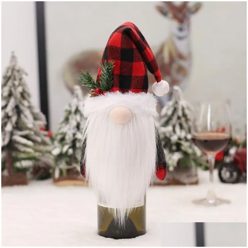 christmas party supplies cute christmas hats elk hat faceless old man wine bottle cover xmas gifts table home decor 6 2mg d3