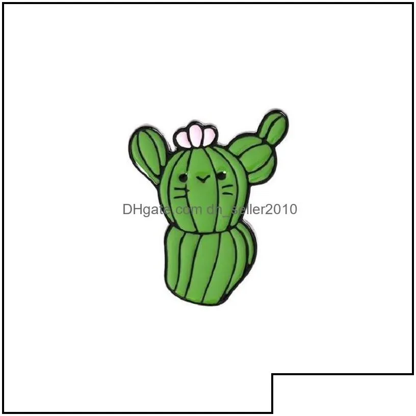 Pins Brooches Cat Cactus Enamel Brooches Pin Girl Jewelry Accessories Vintage Brooch Pins Badge Gift 1460 E3 Drop Delivery 2021 Dhsel