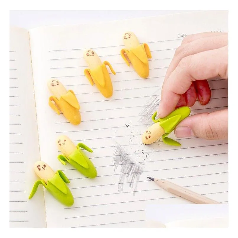 wholesale cute banana style eraster mini novelty korean creative stationery 2pcs/pack school supplies for student gift