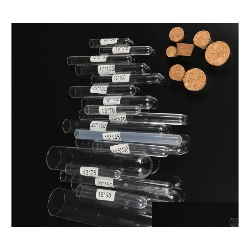 wholesale 1000pcs Plastic Test Tube With Cork Stopper Packaging Bottle 7ml 10ml 12ml 15ml 20ml 25ml 30ml 50ml Lab Supplie 20cc Clear Cosmetic-Tube