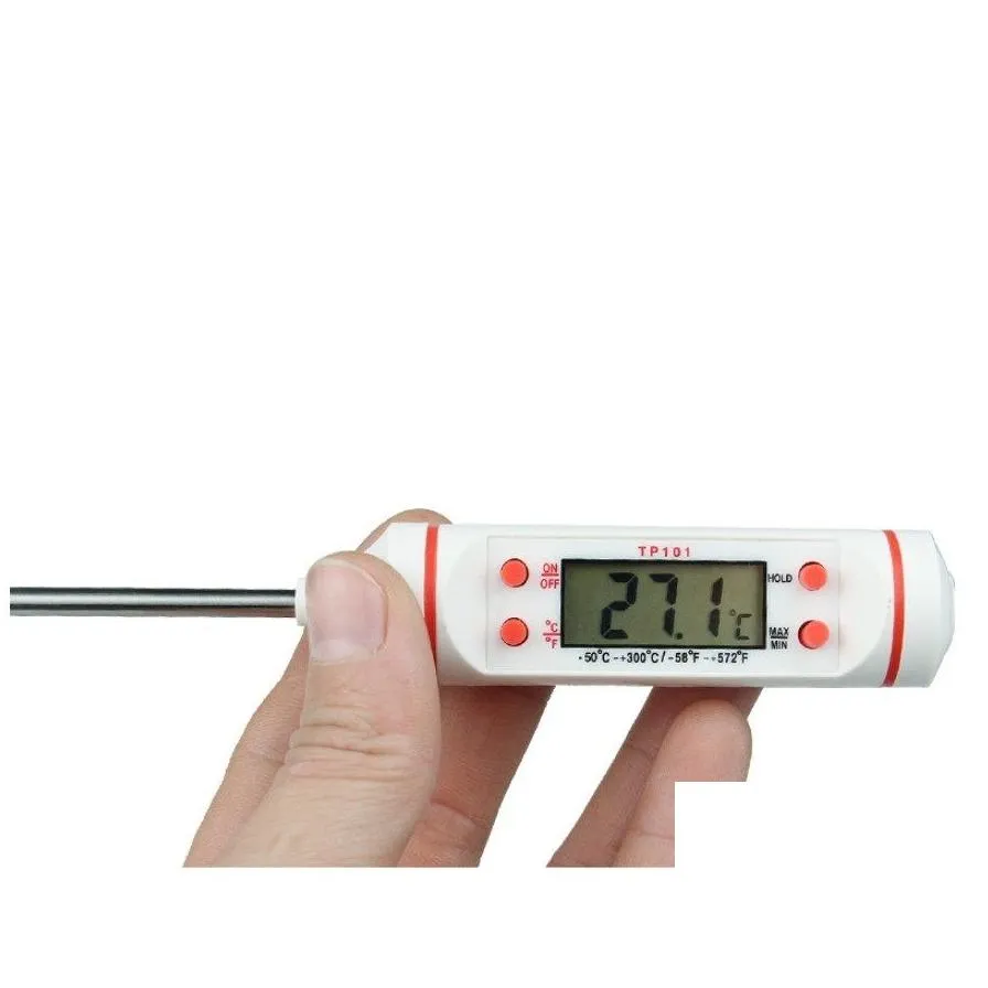 wholesale temperature meter instruments tp101 electronic digital food thermometer stainless steel baking meters large little screen display black